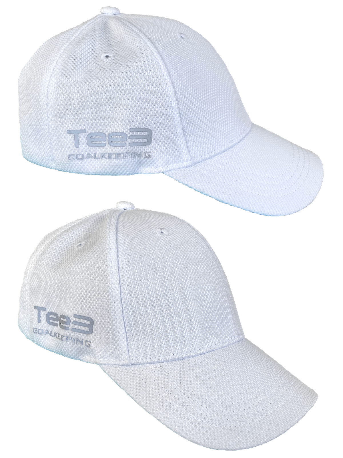 white sports hat cap perfect for goalkeeping with reflective Tee3 detail